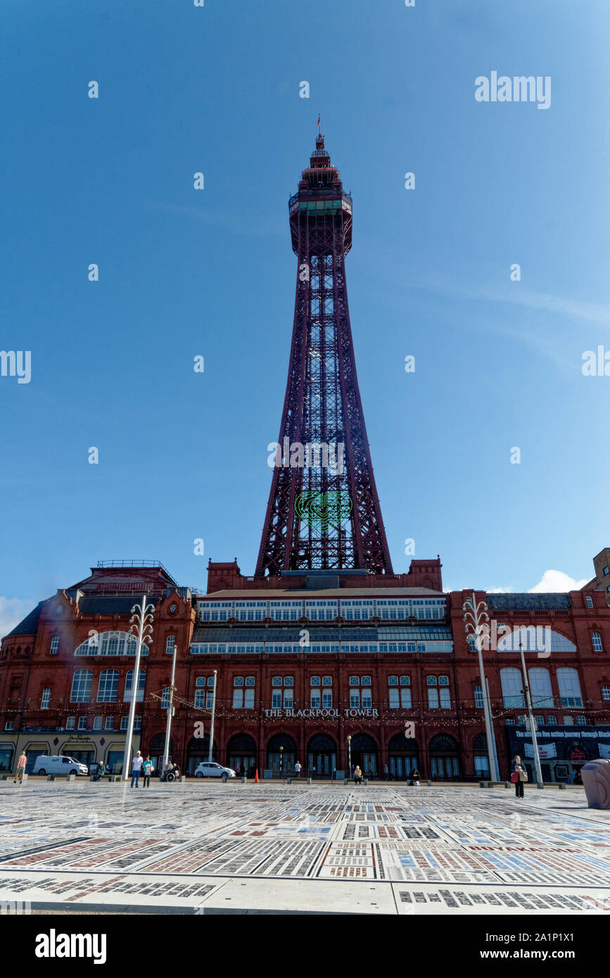 View of Blackpool Tower - Blackpool, Lancashire, North West England - United Kingdom. 19th of September 2019 Stock Photo