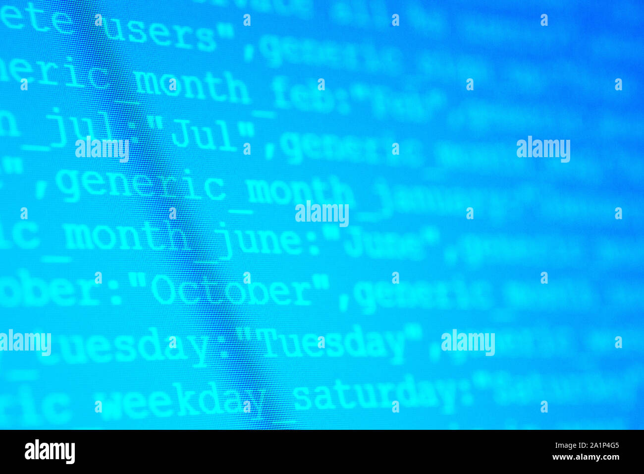 Close up of HTML codes on LED screen Stock Photo