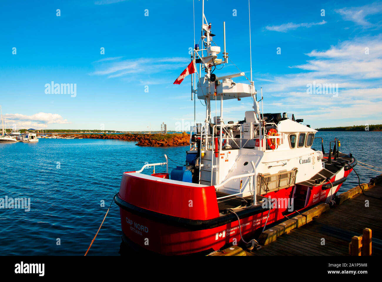 LOUISBOURG, CANADA - August 9, 2016: Fisheries & Oceans Canada government coast guard patrol boat Stock Photo