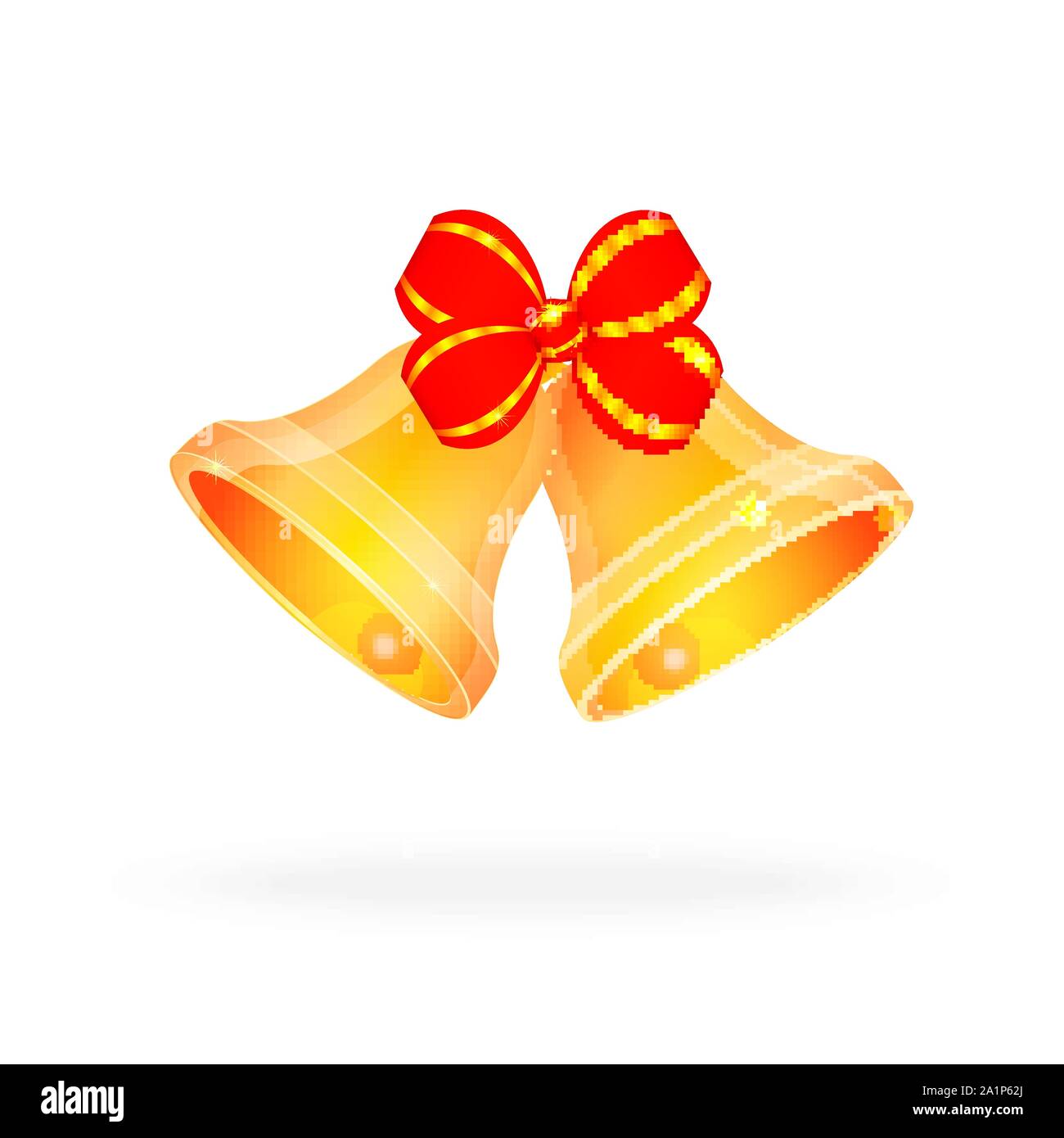 Christmas bells with red ribbon isolated on white background vector ...