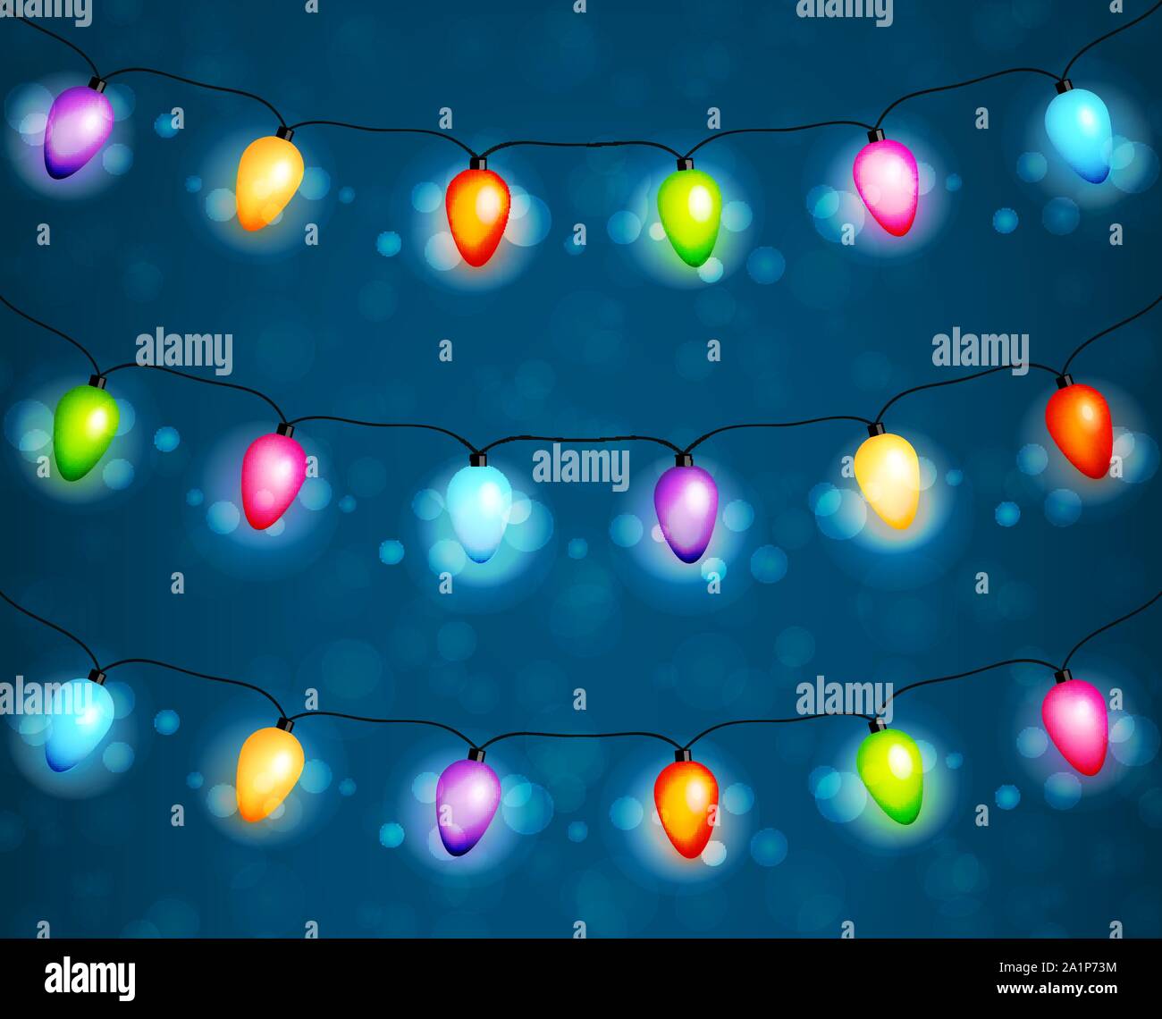 Christmas light bulbs garlands background vector Stock Vector Image