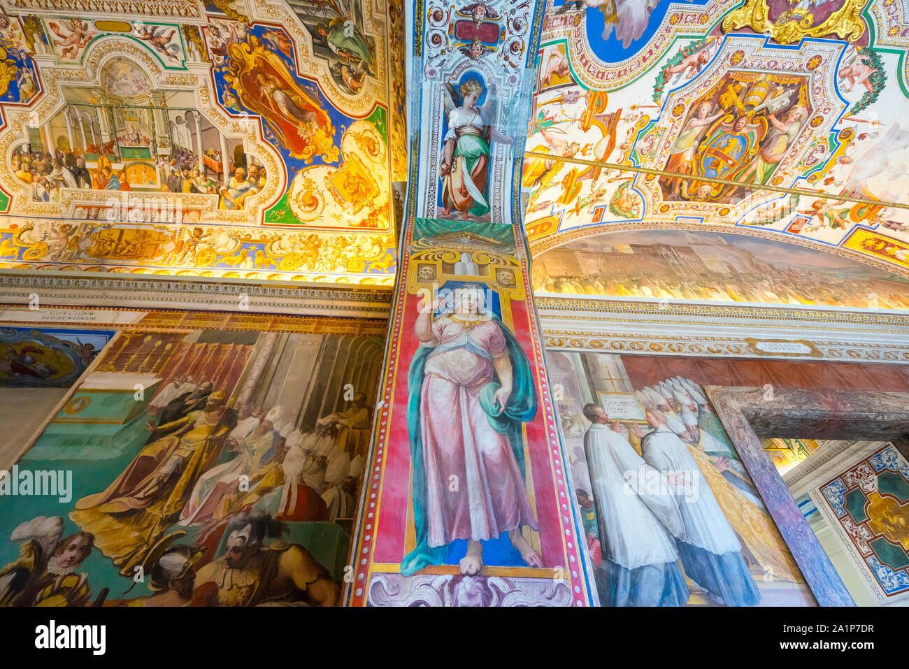 Vatican Library, Vatican Museums, Vatican, Rome, Italy, Europe Stock Photo