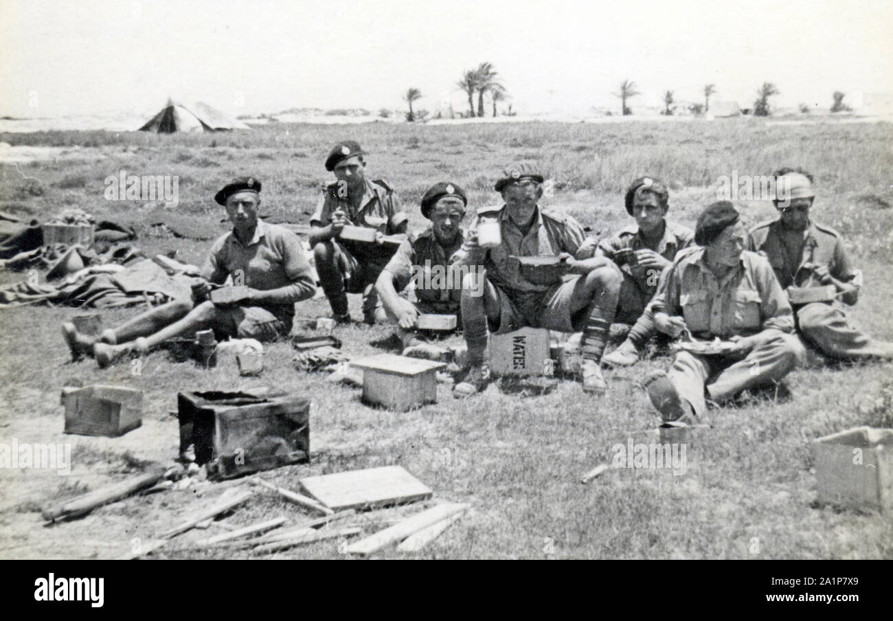 Photographs taken during WW2 by British soldier of the Royal Tank Regiment during the North Africa campaign. Soldiers relax after the battle of Halfaya Pass.   Trooper C M Shoults Stock Photo