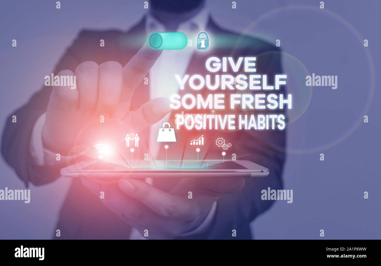 Positive Rouintes Handwriting text writing Give Yourself Some Fresh Positive Habits ...