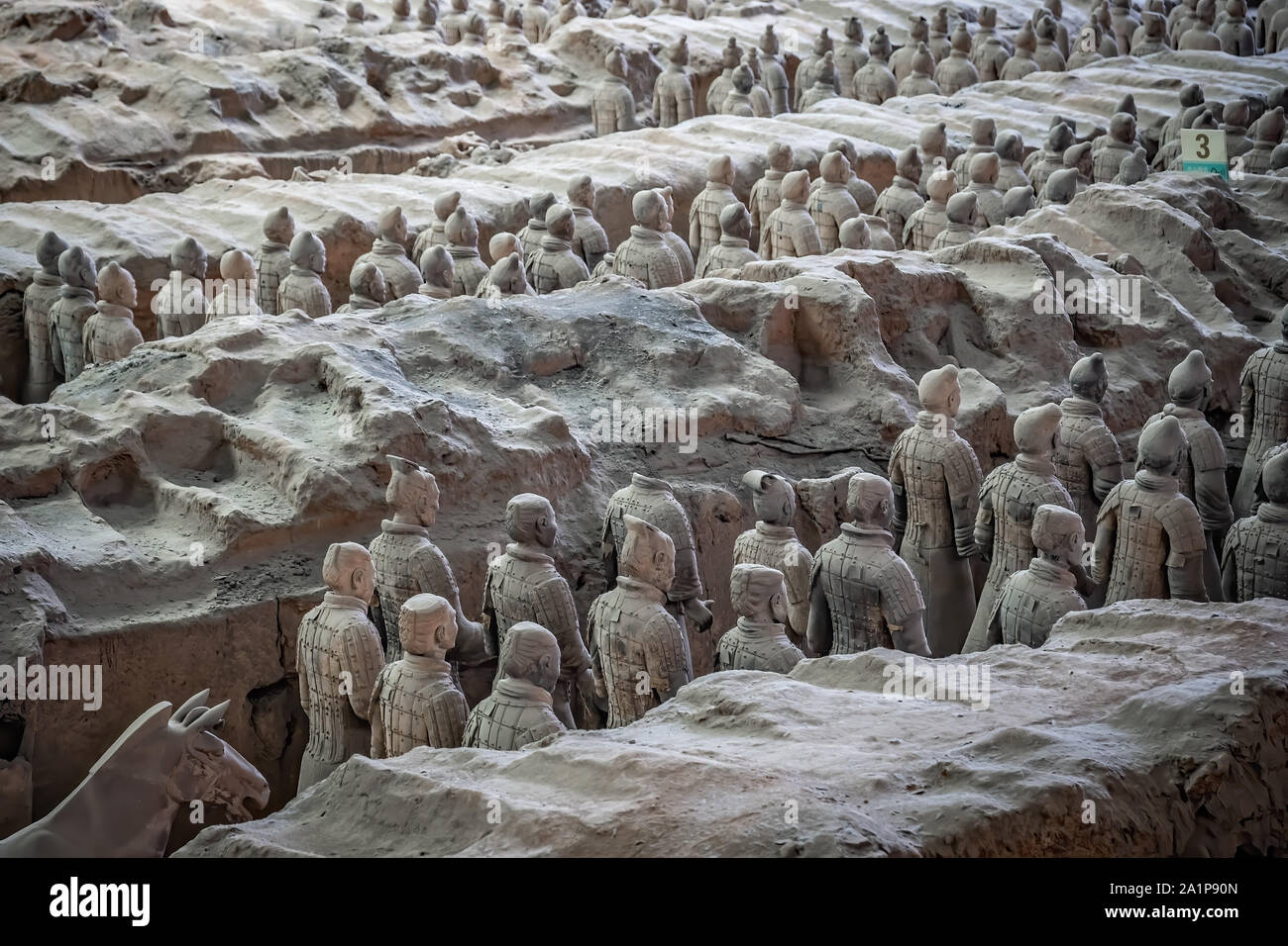 Xian, China July 2019 An army of terracota clay soldiers, created