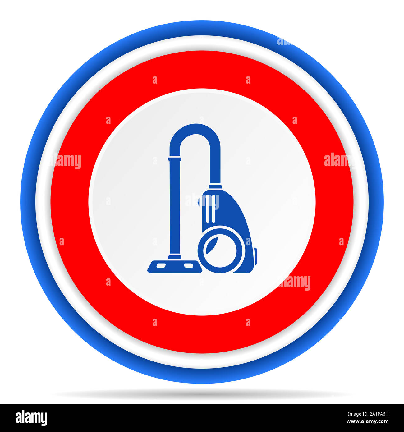 Vacuum cleaner round icon, red, blue and white french design
