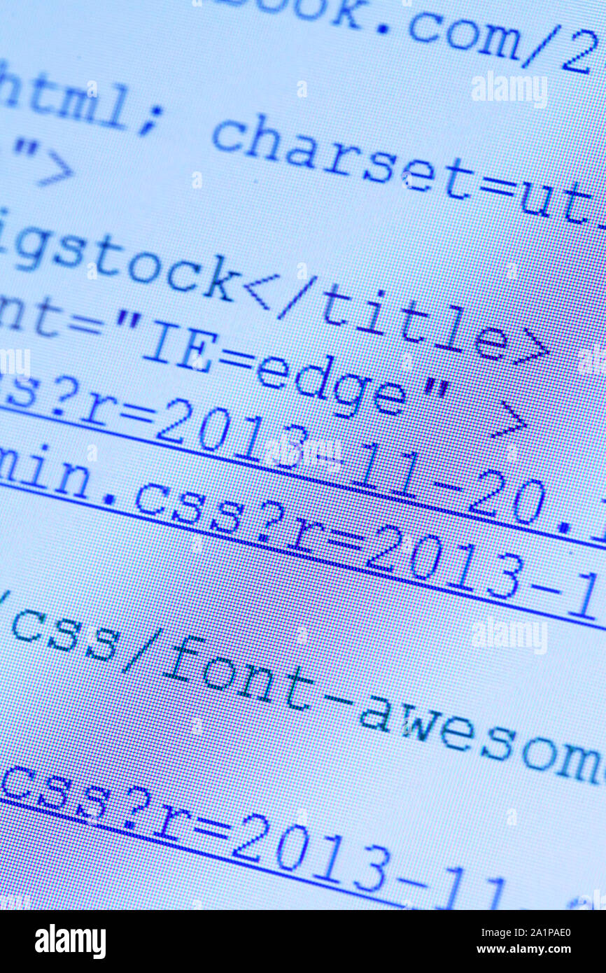 Close up of HTML codes on LED screen Stock Photo - Alamy