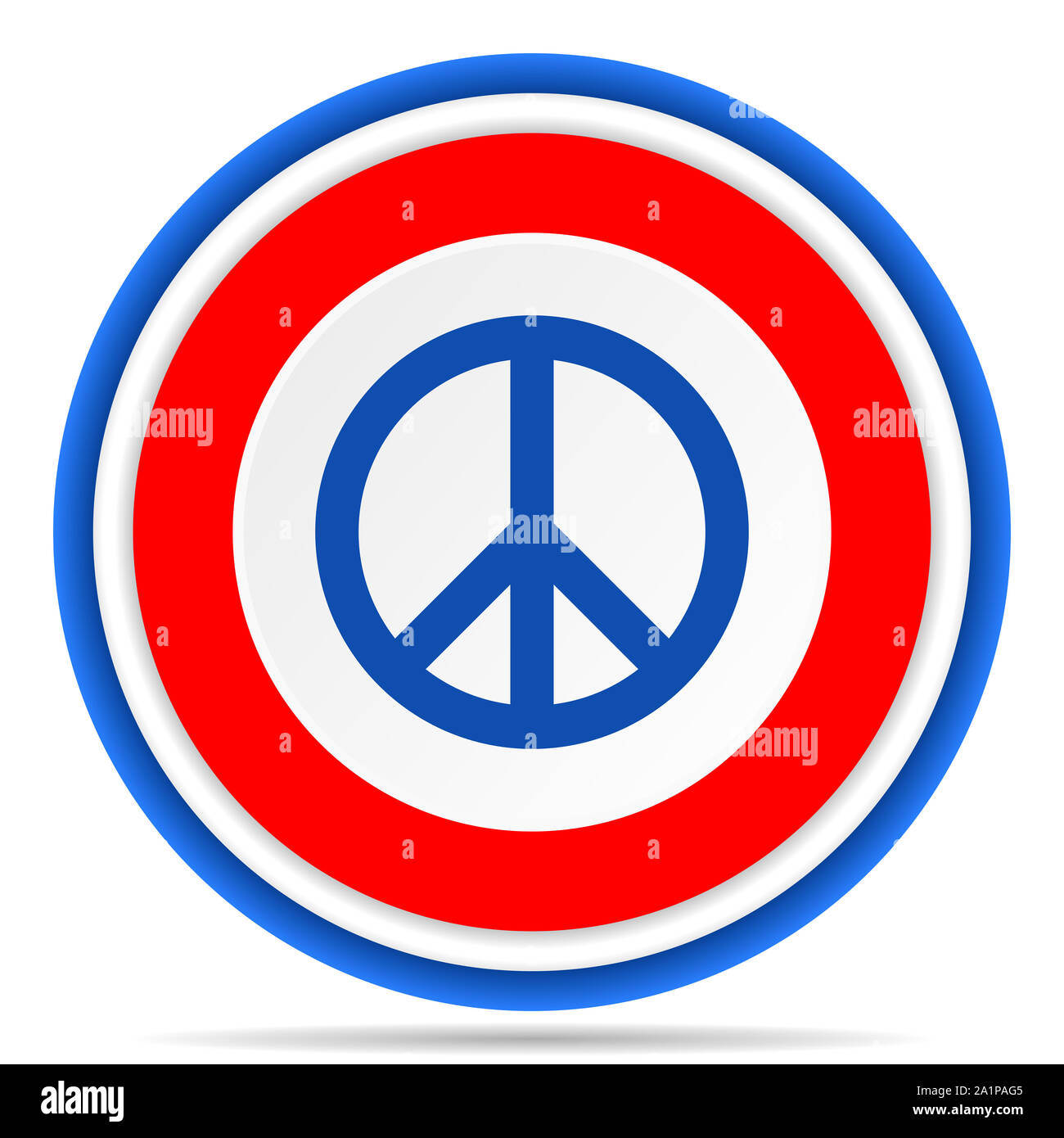 Peace round icon, red, blue and white french design illustration for ...