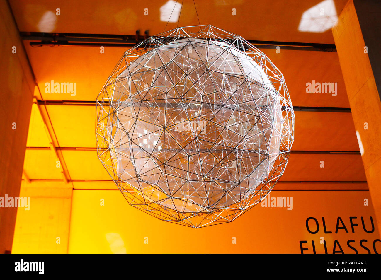 Geometric huge ball at the Olafur Eliasson: In Real Life exhibition in the Tate Modern Stock Photo