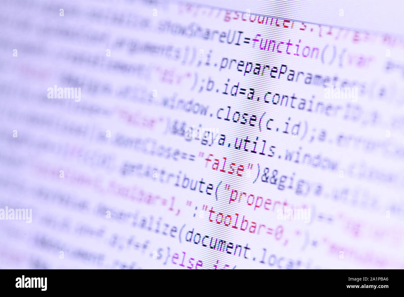 Close up of HTML codes on LED screen Stock Photo
