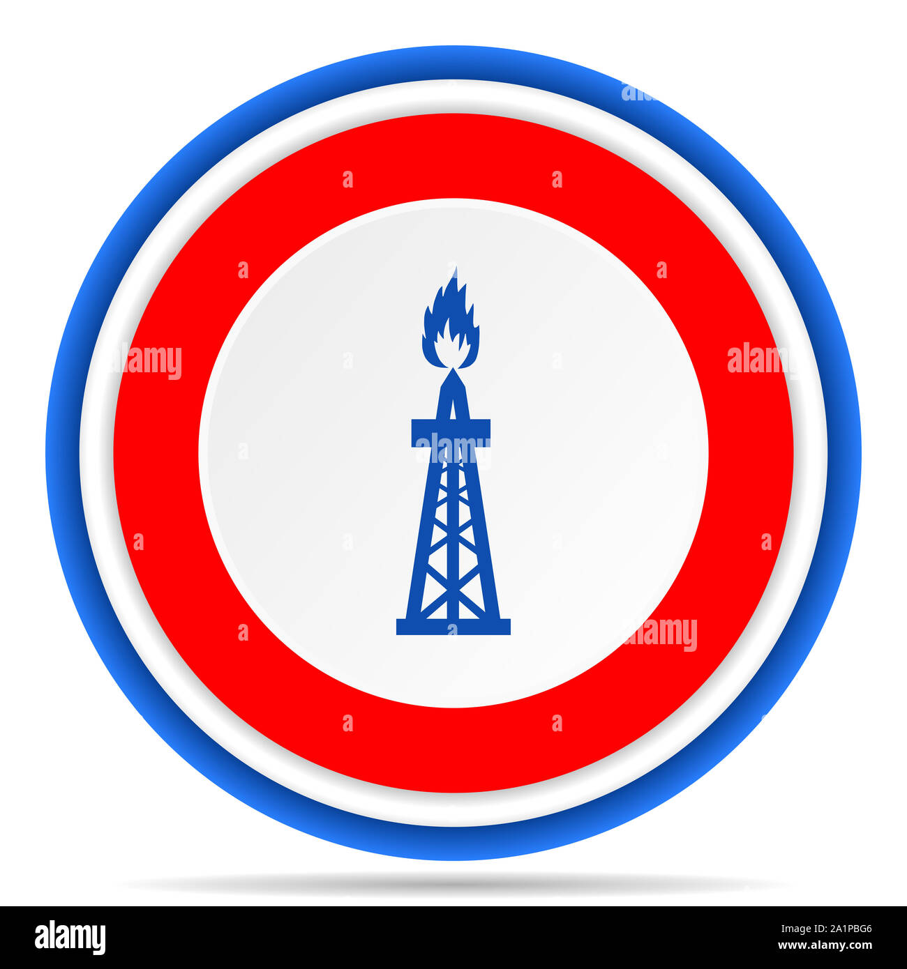 Gas round icon, red, blue and white french design illustration for web, internet and mobile applications Stock Photo