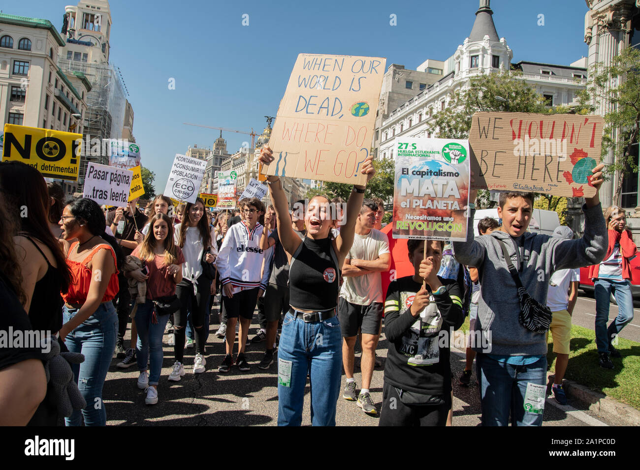 World Strike for Climate. It is the first strike in which much of society joins the youth of Fridays For Future. In addition to this movement, all env Stock Photo