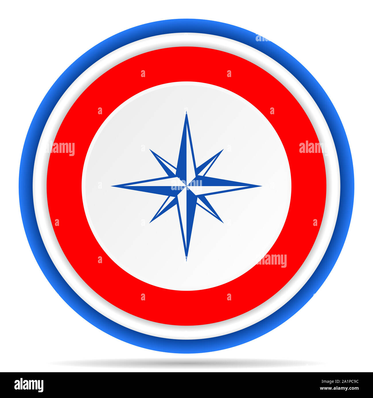 Compass round icon red blue and white french design illustration