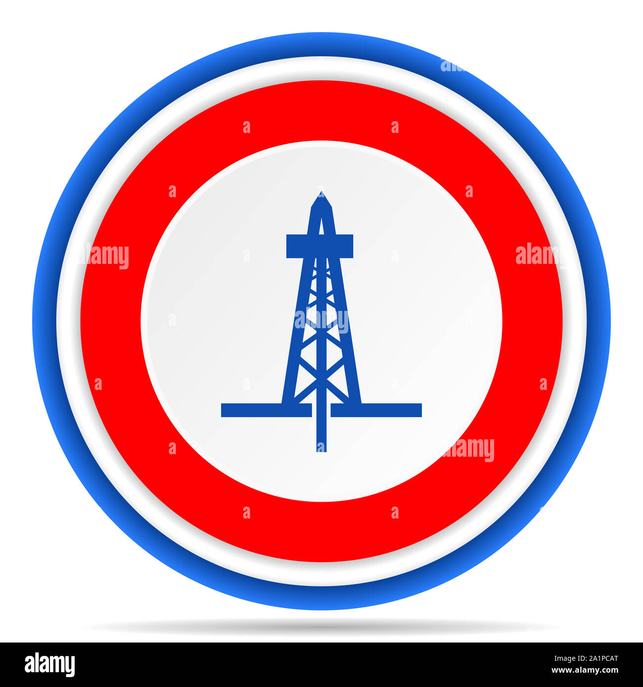 Drilling round icon, red, blue and white french design illustration for web, internet and mobile applications Stock Photo