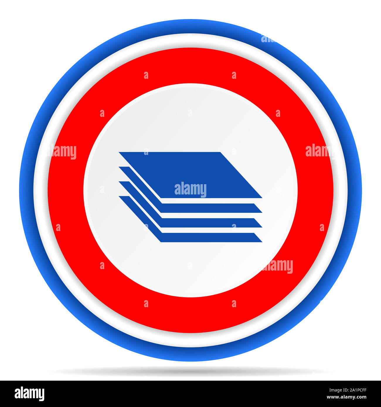 Layers round icon, red, blue and white french design illustration for web, internet and mobile applications Stock Photo
