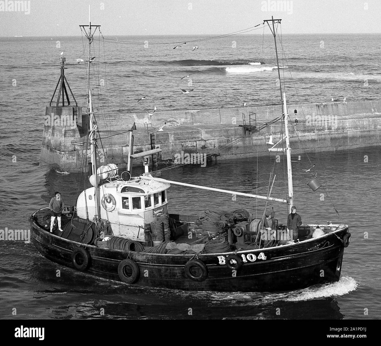 Sovereign, BK 104,  arriving at  Seahouses, Northumberland, c.1972 Stock Photo