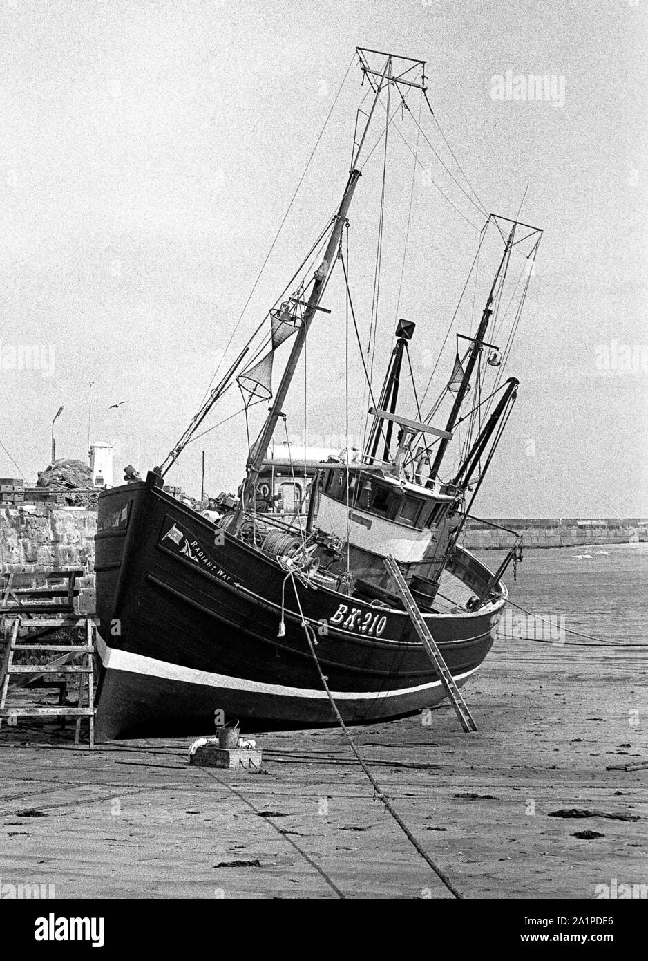 Radiant Way, BK 210,  beached for painting at  Seahouses, Northumberland, c.1972 Stock Photo