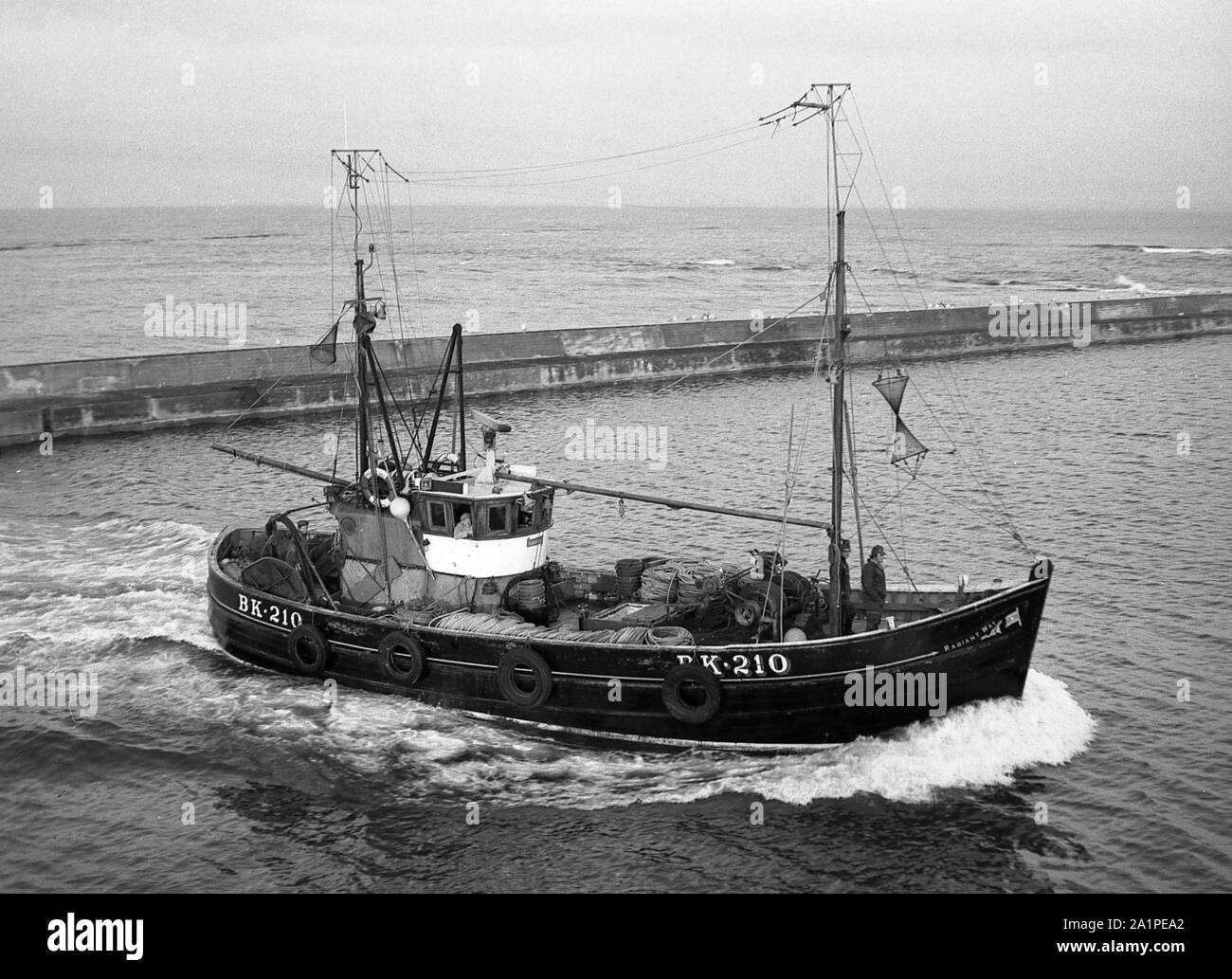 Radiant Way, BK 210,  arriving at  Seahouses, Northumberland, c.1972 Stock Photo