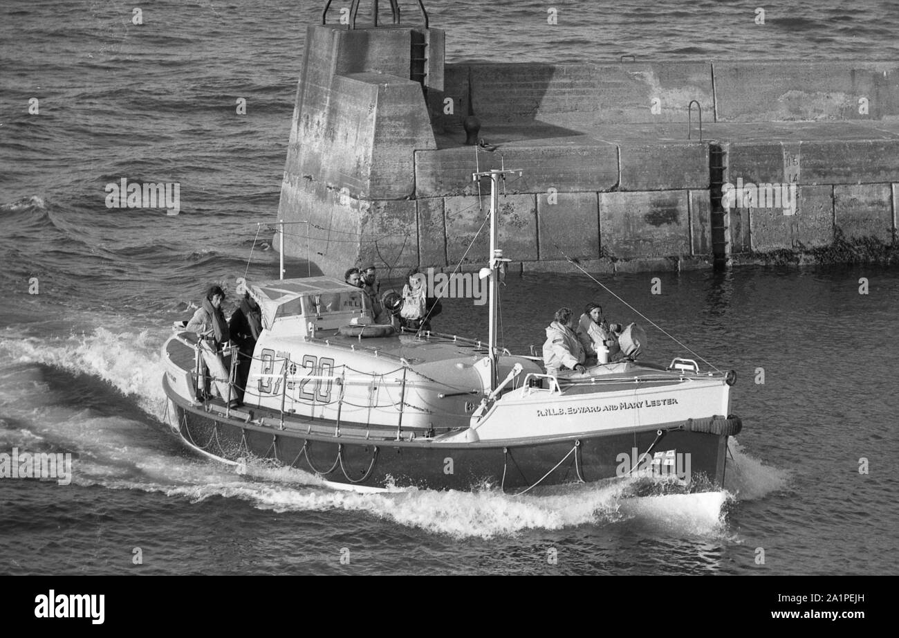 RNLI Lifeboat, Edward and Mary Lester,  Seahouses, Northumberland, c.1972 Stock Photo