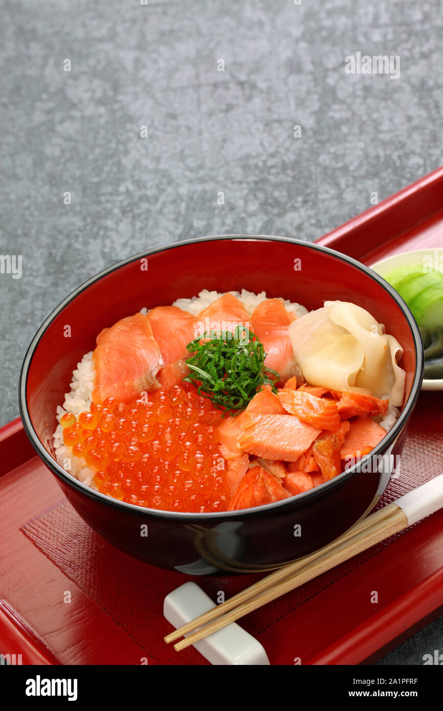 Cod Roe Rice Bowl Red caviar salmon roe ikura hi-res stock photography and images - Alamy