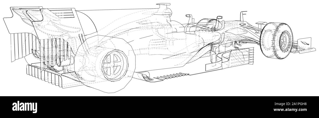 Racing car. Wire-frame. EPS10 format. Vector rendering of 3d Stock ...