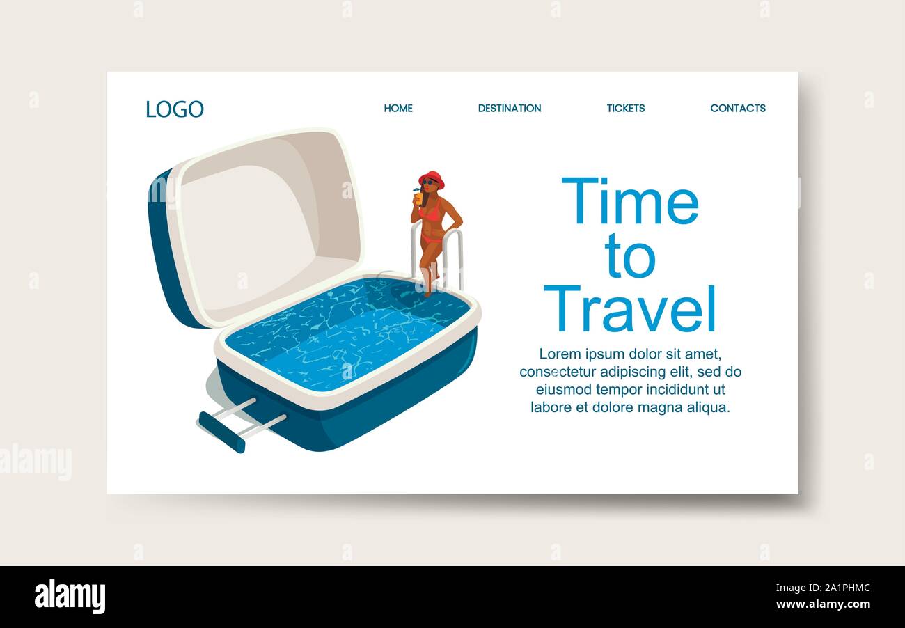 Time to travel, landing web page template. Vector Stock Vector