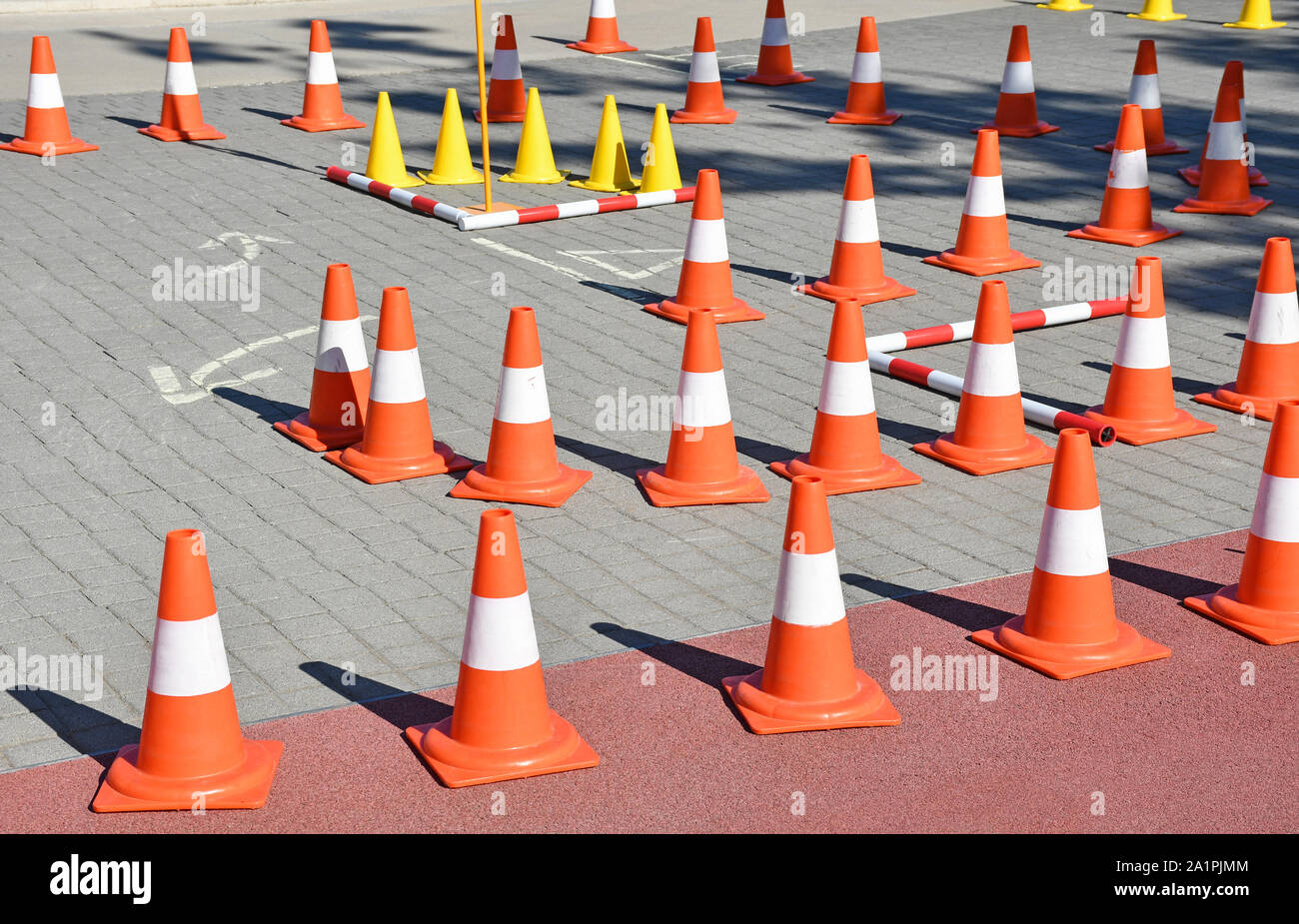Traffic cones on the street Stock Photo Alamy