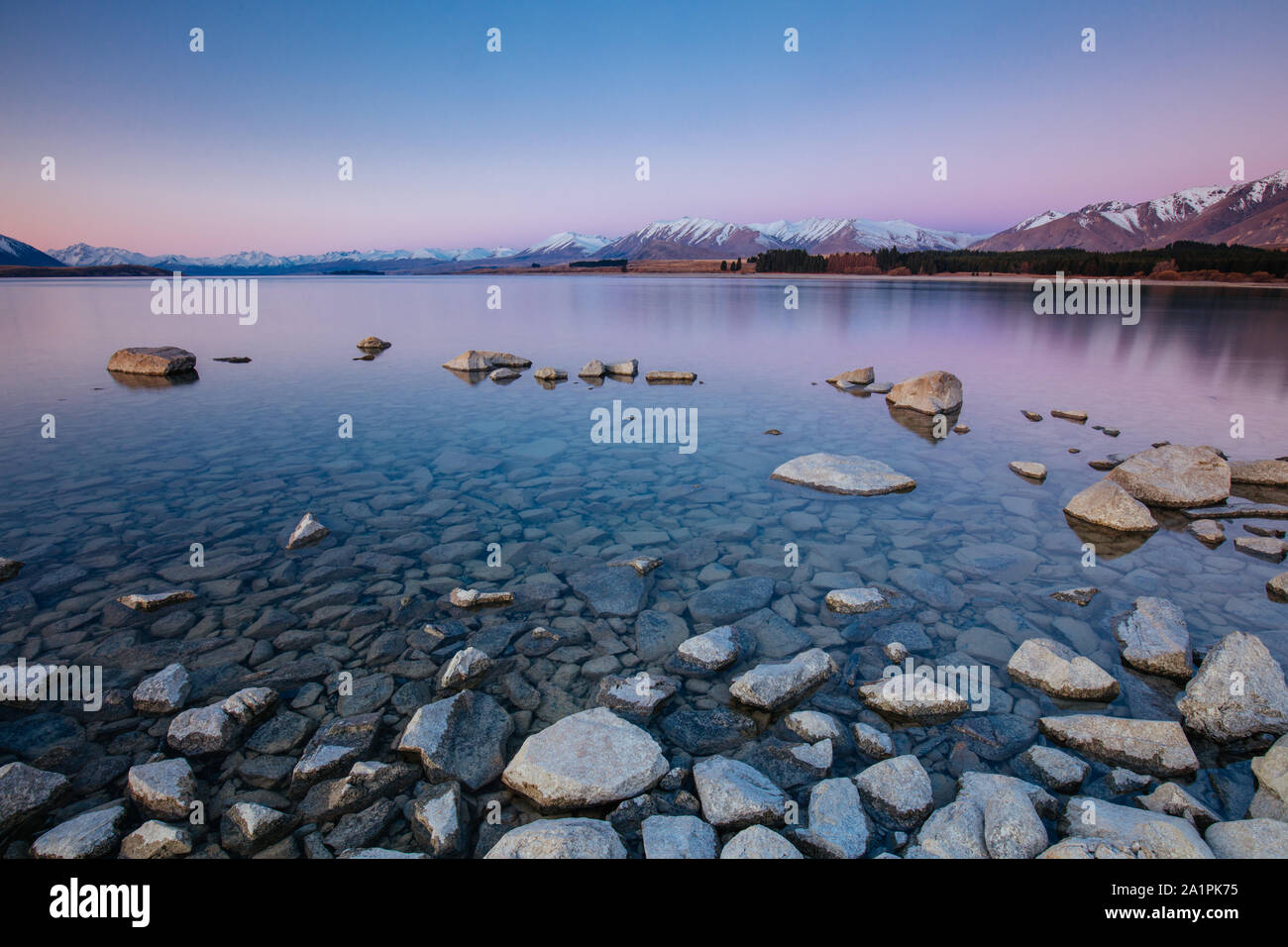 Lake Tekapo Sunset on a Sunny Evening in New Zealand Stock Photo - Alamy