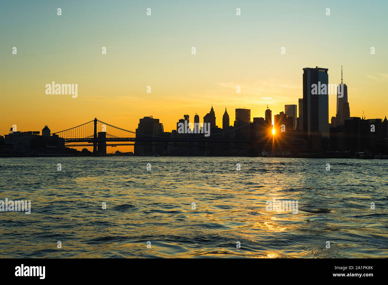 Looking at lower Manhattan. Stock Photo