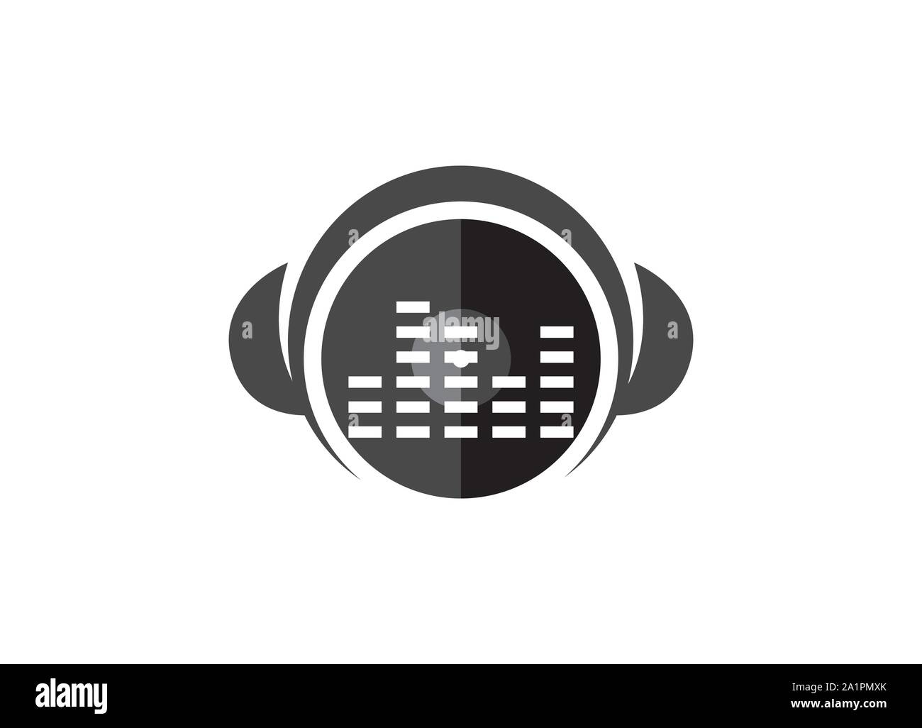Audio Music Equalizer Headphone Logo Template, headphones icon. Flat headphones icon, Music icon illustration isolated, Headphones  logo Stock Vector