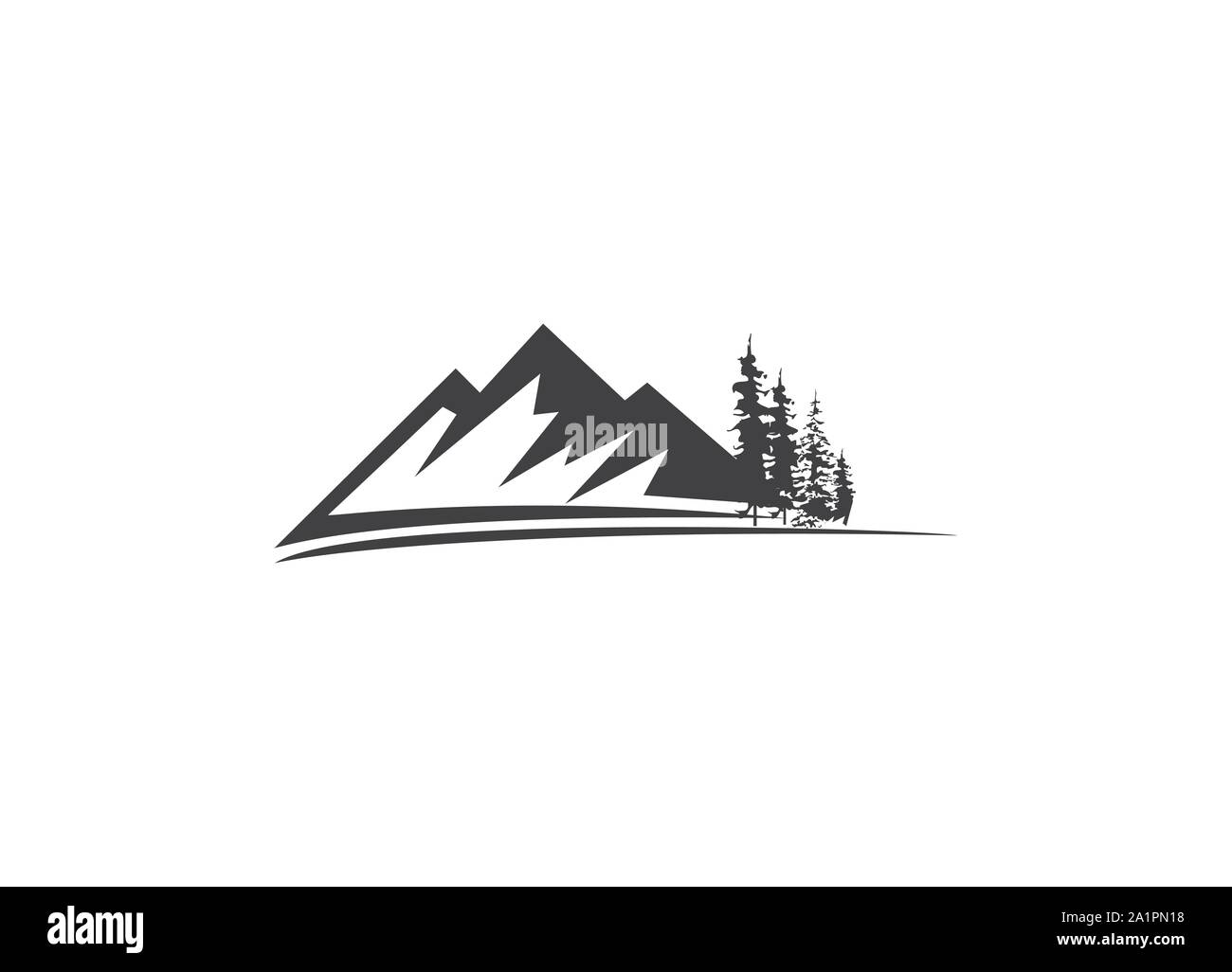 vector mountain and outdoor adventures logo, Mountain Logo Template. Minimalist Landscape Hills / Mountain Peaks Vector logo design, Stock Vector