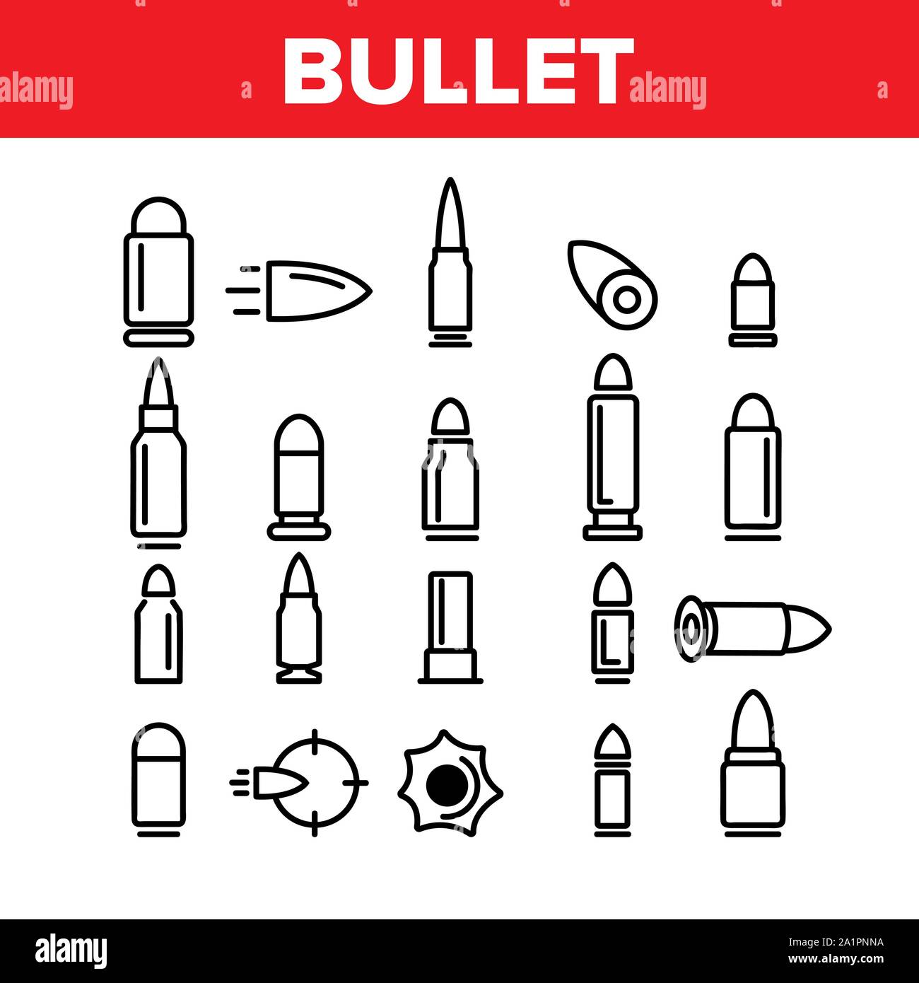 Bullet Ammunition Collection Icons Set Vector Stock Vector Image & Art ...