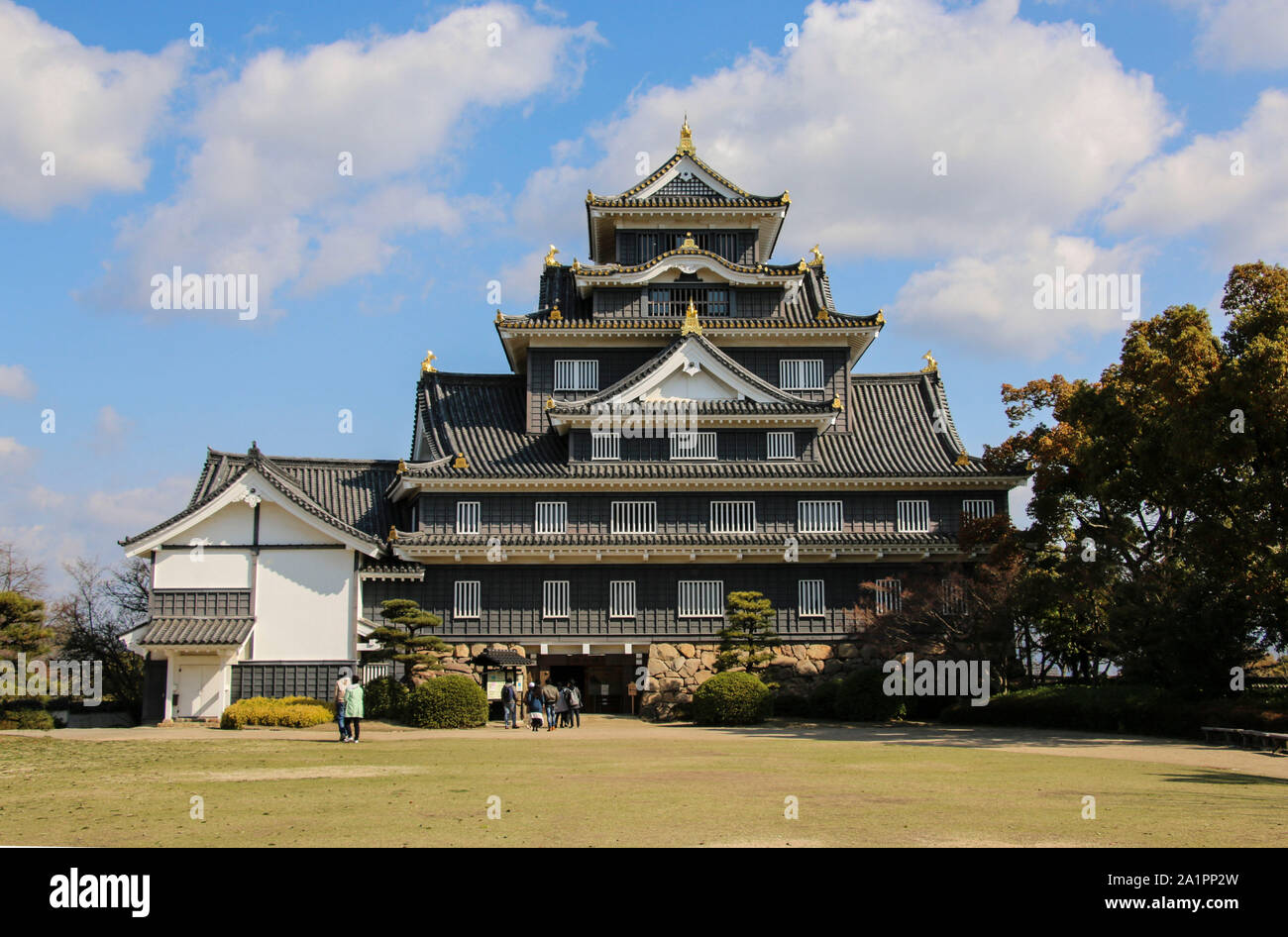 Okayama castle known as "crow castle" due to its black exterior is a