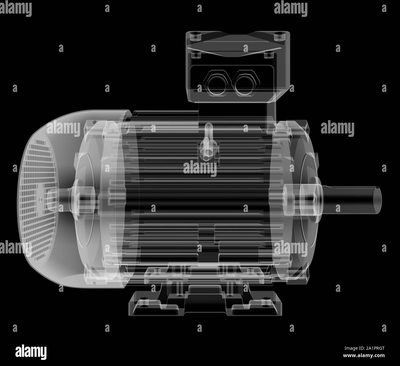 Electric motor XRay style. Isolated on black background. 3D illustration Stock Photo Alamy