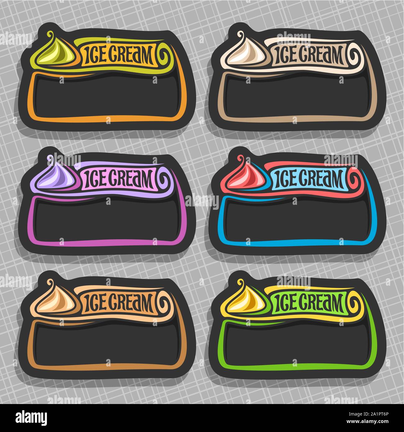 Vector set of Ice Cream Labels: 6 price tags with copy space ...