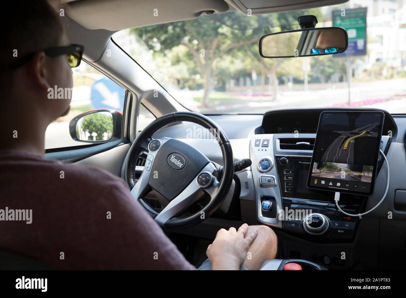 Tel Aviv Israel 16th Sep 2019 A Staff Member Of Russia S Tech Company Yandex Demonstrates A Self Driving Car In Tel Aviv Israel Sept 16 2019 To Go With Feature Russian Tech Giant