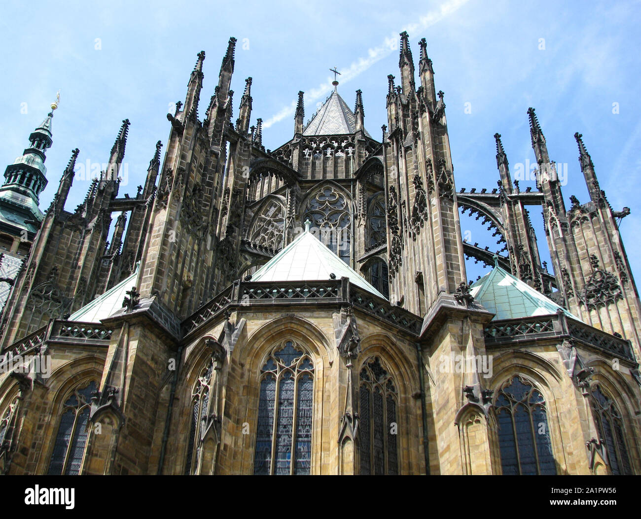 St. Vitus Cathedral exterior in Prague at daylight, Czech Republic Stock Photo