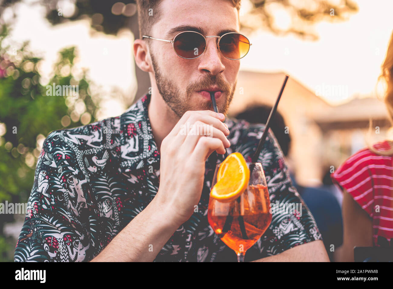 African Boy Wearing Fun Extra Large Sun Glasses Stock Photo