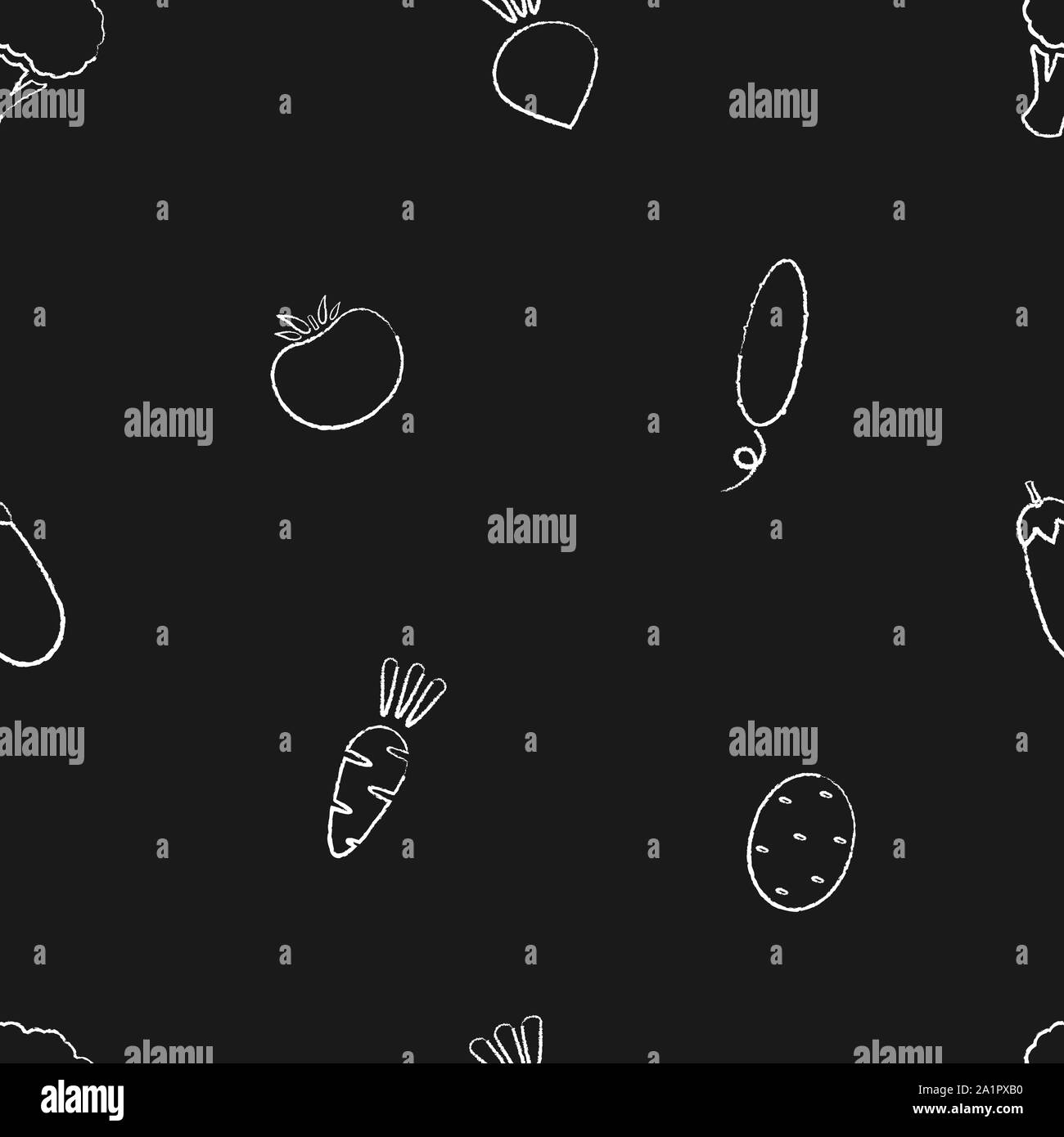 Retro style chalk silhouette vegetable seamless pattern Trendy food  background on black chalkboard with chalk contour vegetables Seamless  illustration for healthy diet decor wallpaper pattern Stock Photo  Alamy