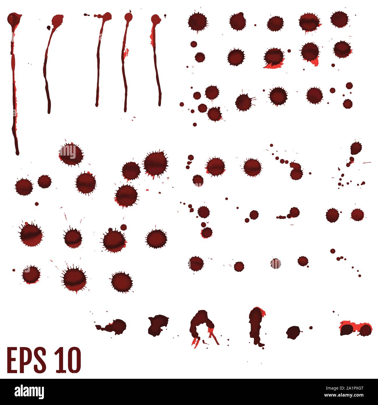 Blood blot, red drops, splatter painted art on white Stock Vector Image