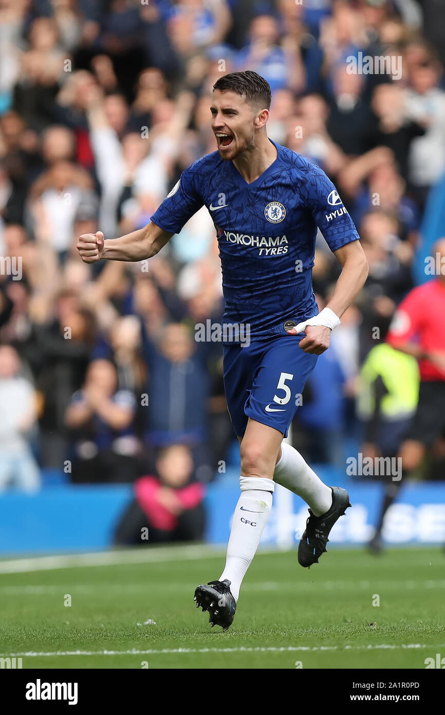 Stamford Bridge London Uk 28th Sep 2019 English Premier League Football Chelsea Football Club Versus Brighton And Hove Albion Jorginho Of Chelsea Celebrates As He Scores From The Penalty Spot For 1 0