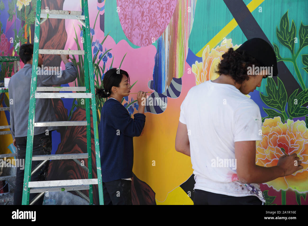 New York, NY USA - September 20, 2019: View of the fine art painting by Tomokazu Matsuyama on the Bowery Mural Wall on Houston Street Stock Photo