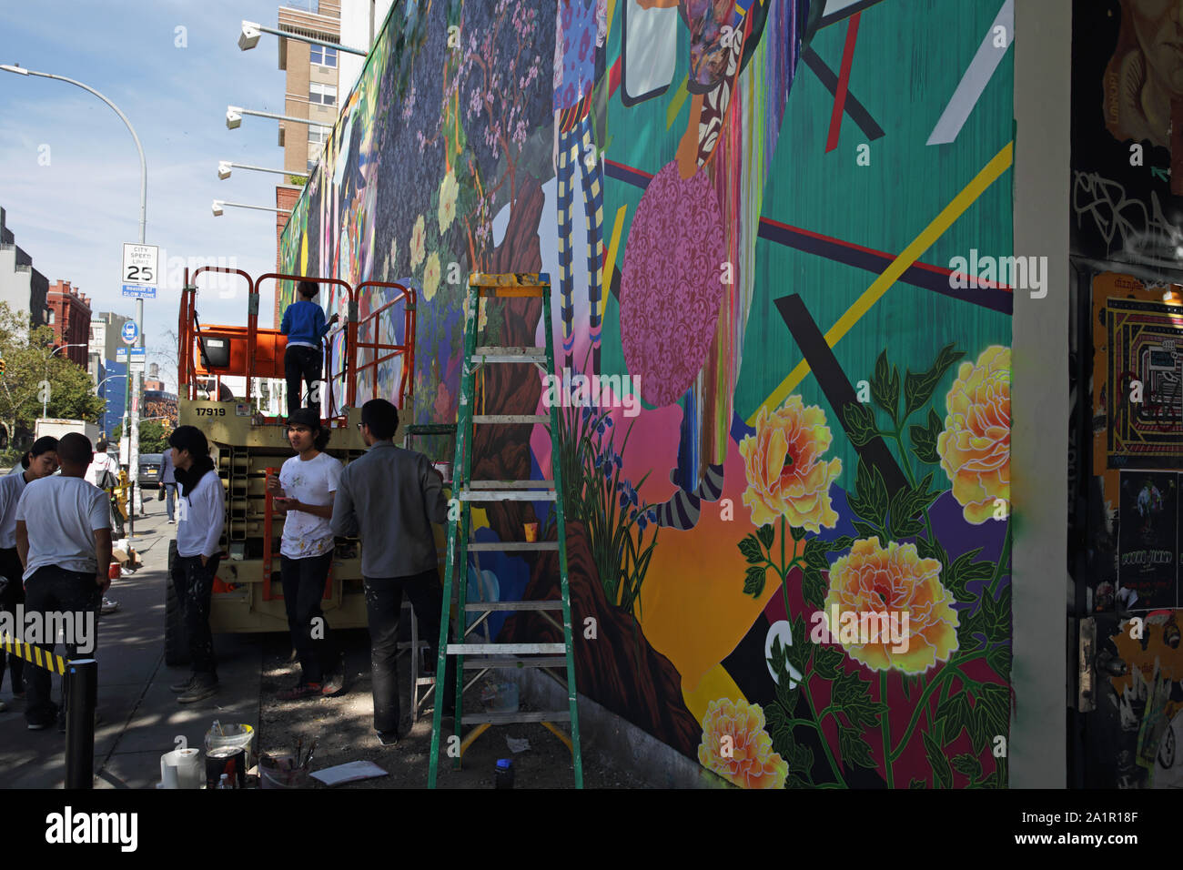 New York, NY USA - September 20, 2019: View of the fine art painting by Tomokazu Matsuyama on the Bowery Mural Wall on Houston Street Stock Photo