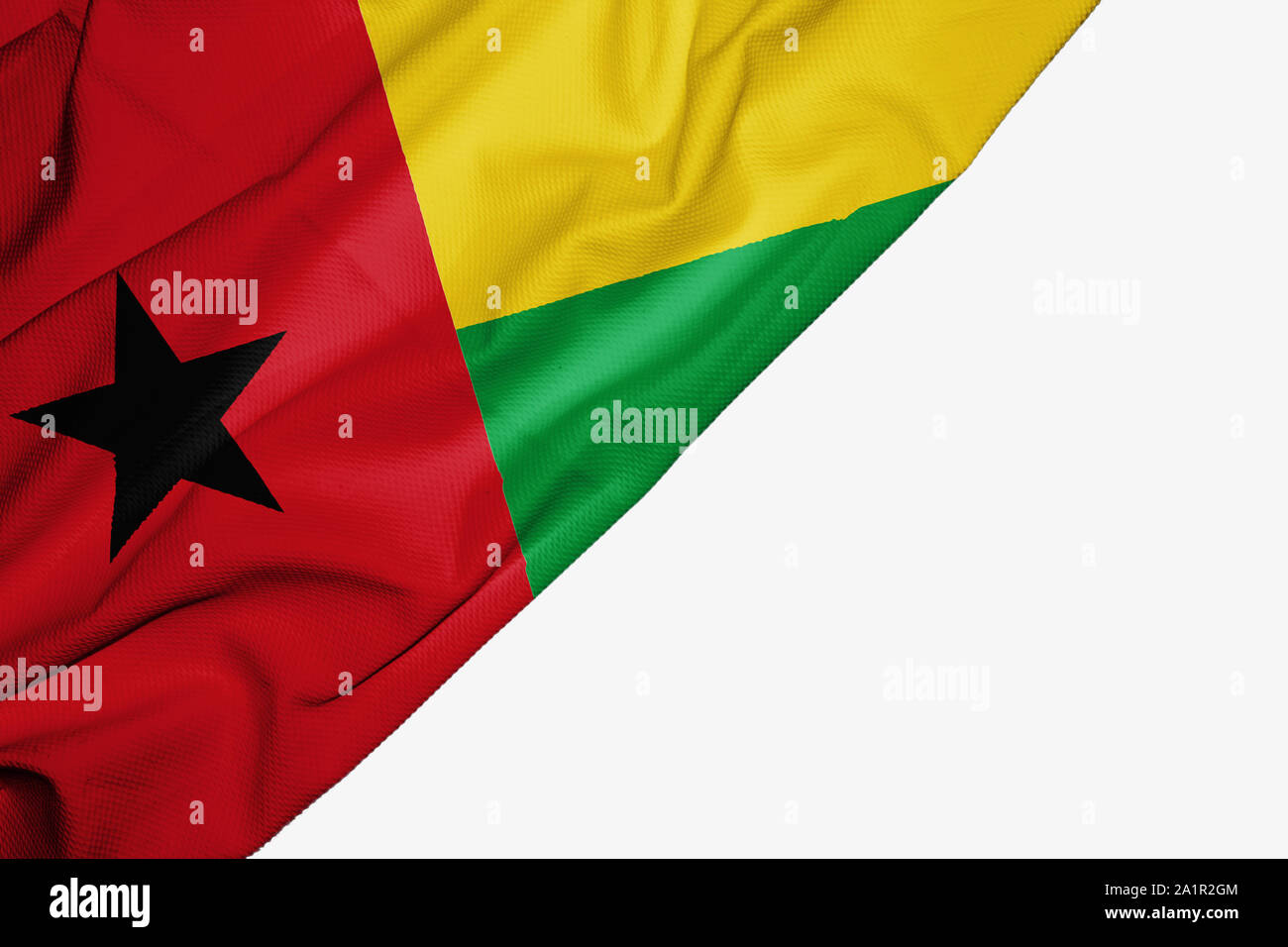 Guinea Bissau flag of fabric with copyspace for your text on white background Stock Photo