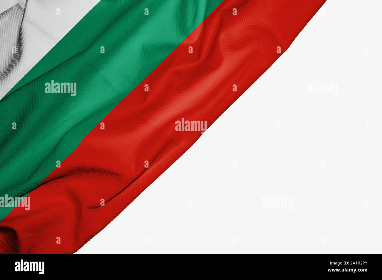 Bulgaria flag of fabric with copyspace for your text on white background Stock Photo