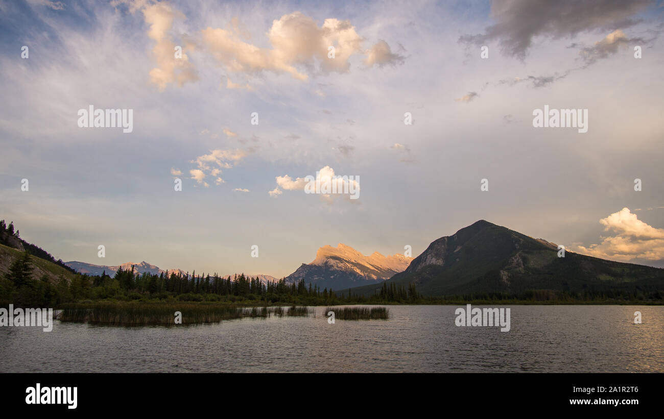 Vermillion Lakes at sunset, Banff, Canada Stock Photo