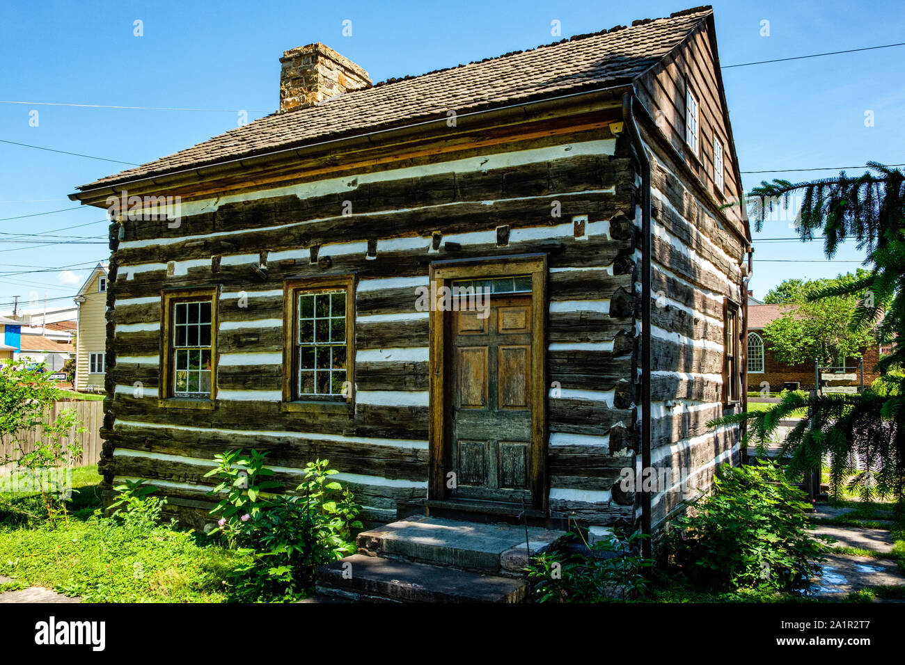 Old Log House, Sheetz Avenue, Northumberland, Pennsylvania Stock Photo