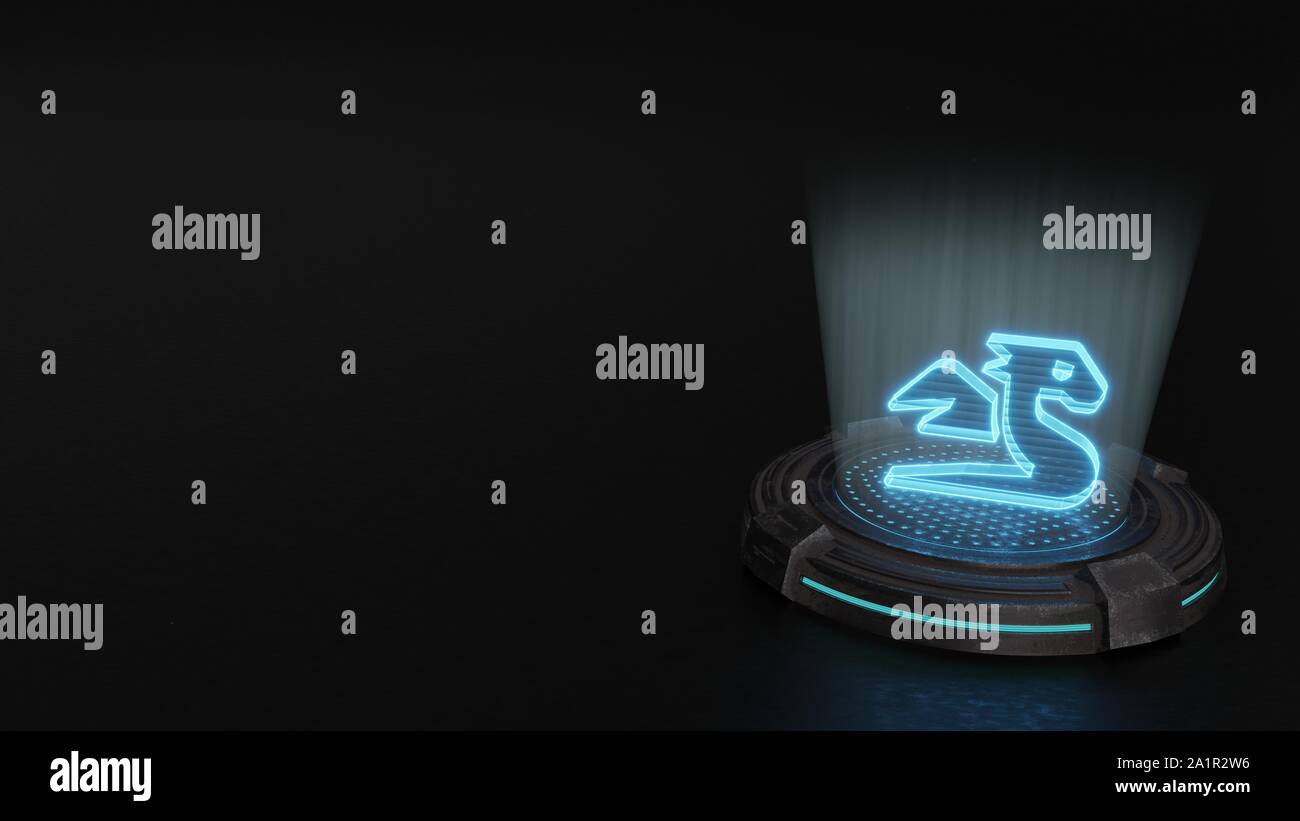 Blue Stripes Digital Laser 3d Hologram Symbol Of Fairy Tale Fury Render On Old Metal Sci Fi Pad Background Stock Photo Alamy