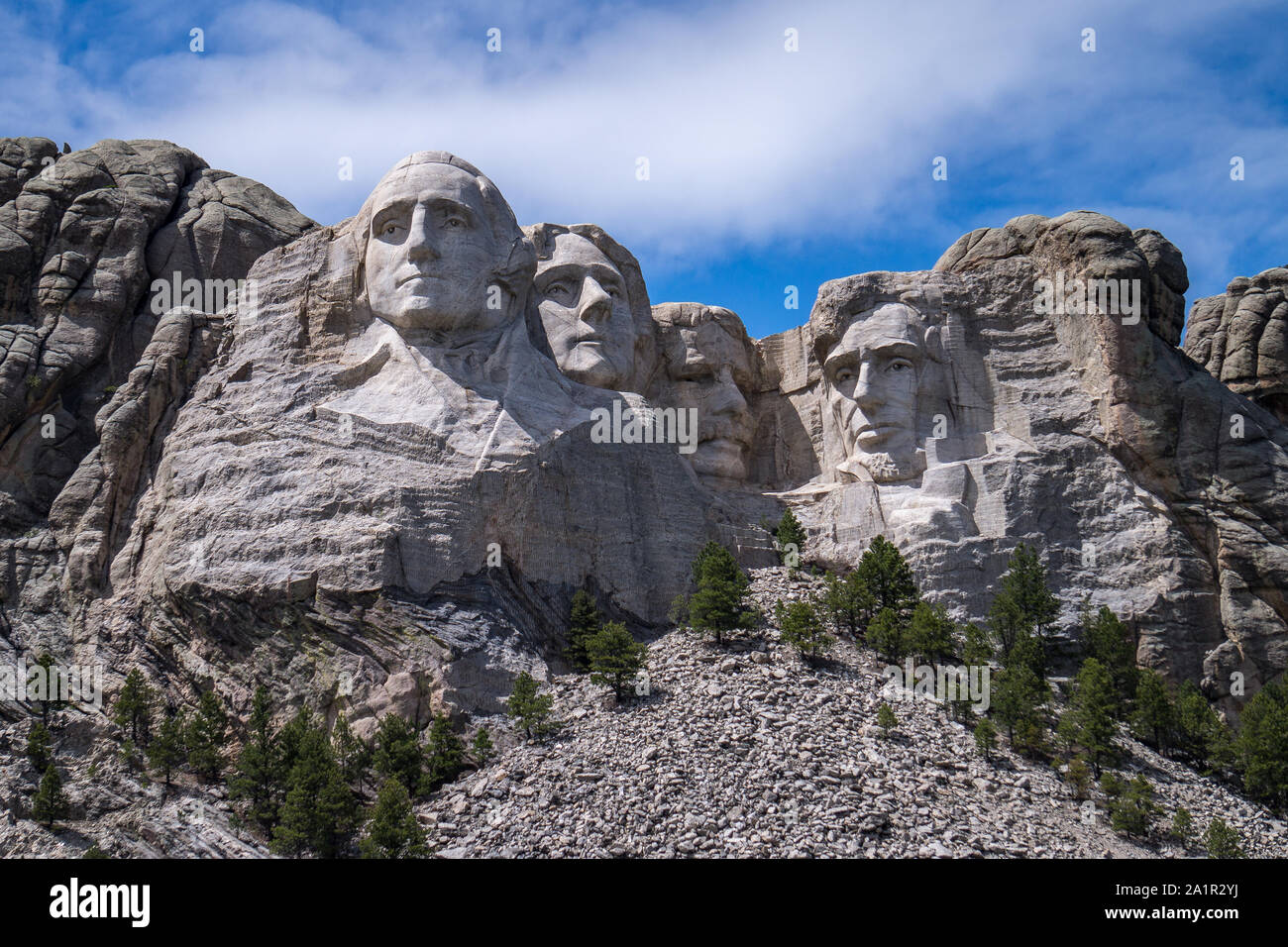 Closeup of Mount Rushmore National Memorial Stock Photo