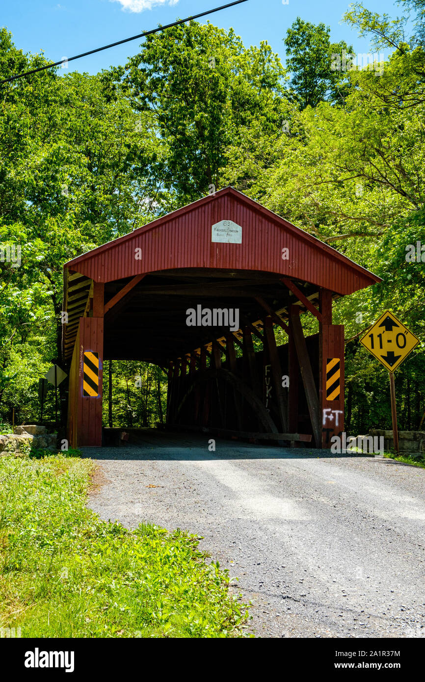Keefer Station Covered Bridge, Mill Road, Upper Augusta Township, Pennsylvania Stock Photo